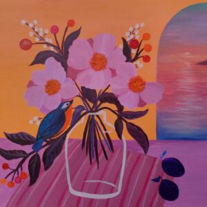 VASE OF PEONIES AT SUNRISE